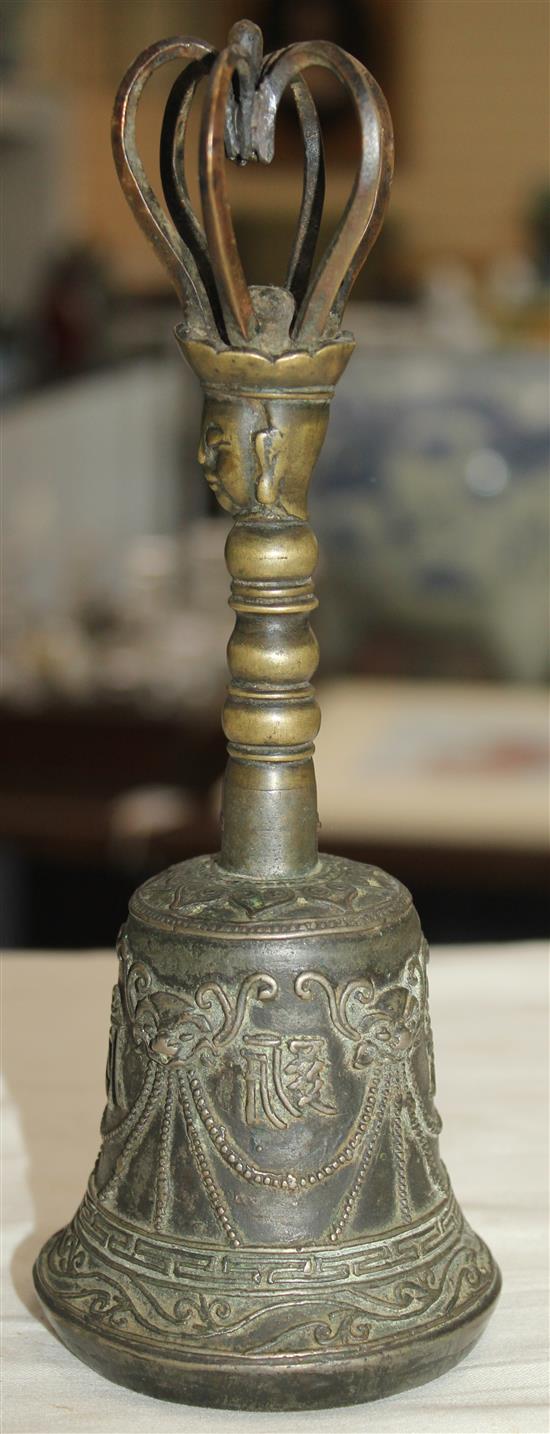 A Tibetan Vajra bell, 17th century, 21cm